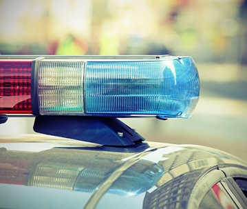 close up on cop car lights